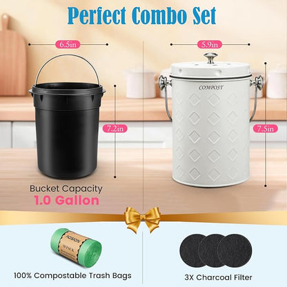 AOSION Countertop Compost Bin Kitchen, Odorless Indoor Compost Bin - Image 3