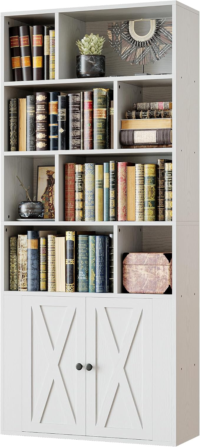 IRONCK Bookcase with Doors, Tall Bookshelf with Storage, Bookshelves and by IRONCK