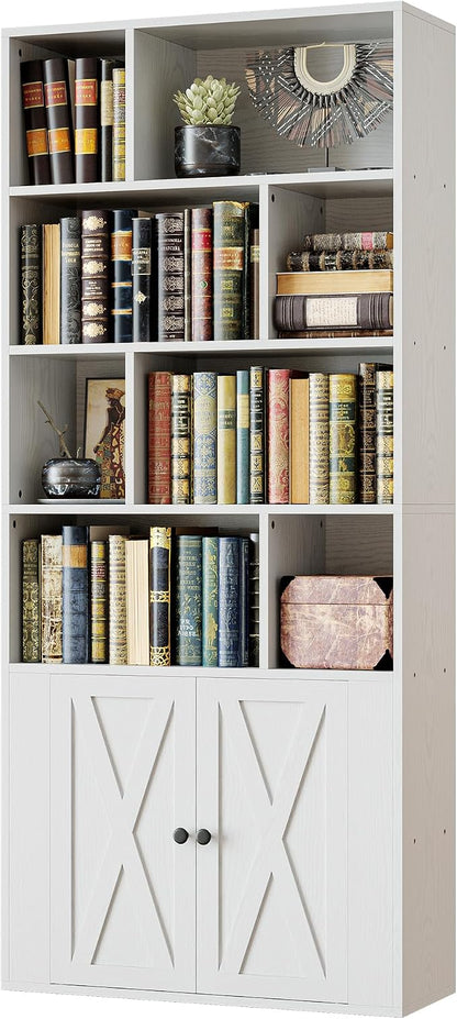 IRONCK Bookcase with Doors, Tall Bookshelf with Storage, Bookshelves and by IRONCK