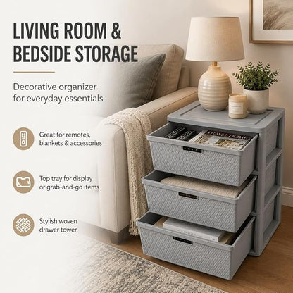 Wide 3-Drawer Plastic Storage Tower - Image 7