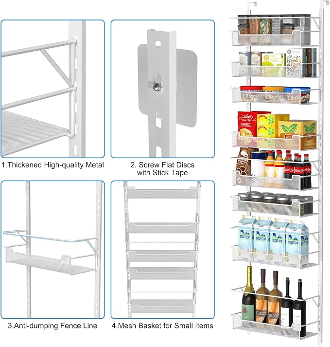 Over the Door Pantry Organizer, 8-Tier Over the Door Organizer - Image 5
