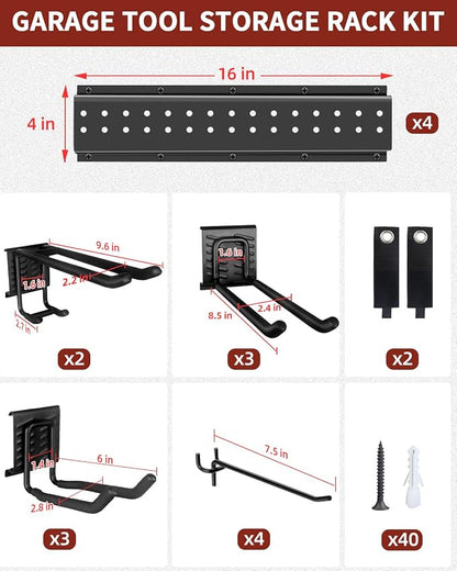 64-Inch Garage Storage Tool Organizer Wall Mount, Heavy Duty Garage - Image 8