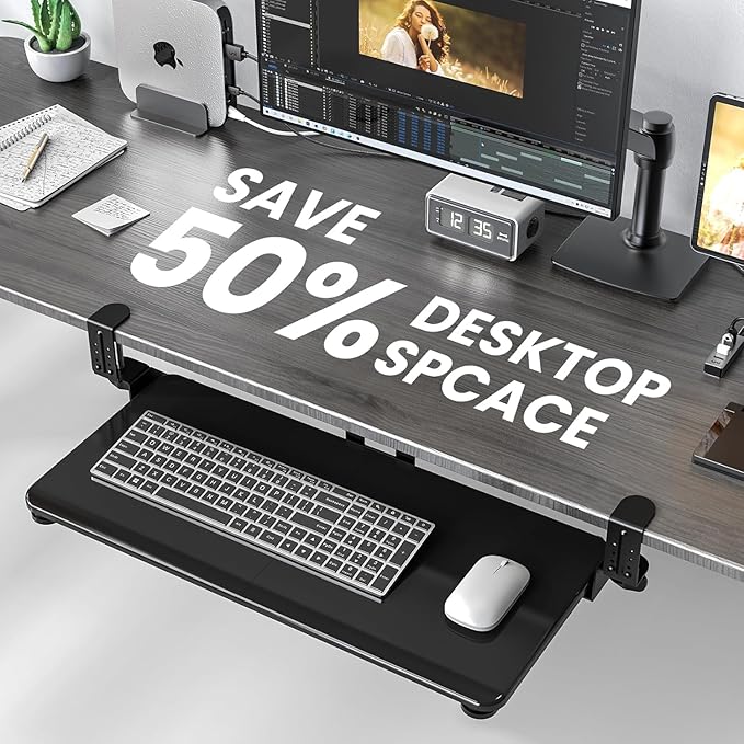 Keyboard Tray Under Desk, Pull Out Keyboard & Mouse Tray - Image 7