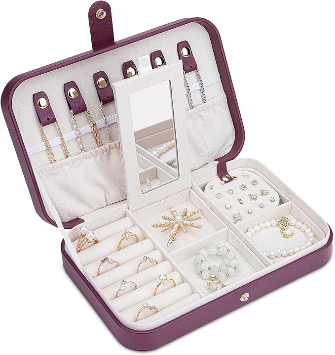 Jewelry Travel Organizer, Travel Jewelry Box Portable, Small Travel Jewelry Case by V-LafuyJewelryBox