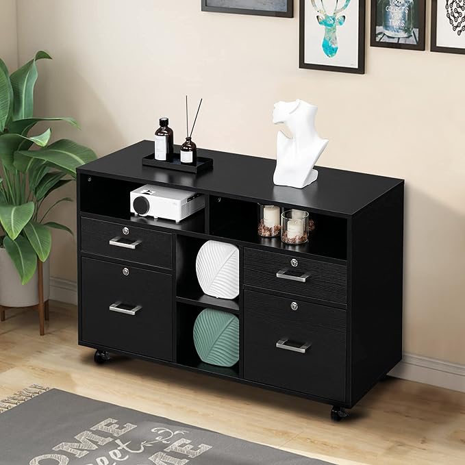 VINGLI Wood Mobile File Cabinet - Image 2