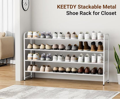 KEETDY 4-Tier Long Shoe Rack for Closet Floor, Wide Shoe Organizer Storage - Image 7
