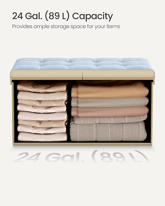 SONGMICS Velvet Storage Ottoman, Folding Storage Bench - Image 6