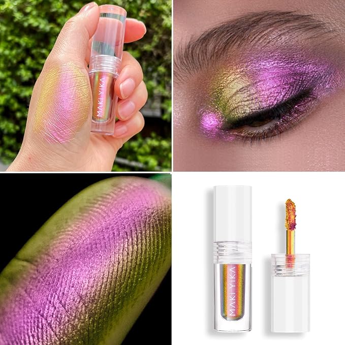 MAKI YIKA Glitter Eyeshadow Rose Pink Liquid Multichrome Eyeshadows Long Lasting - Image 2