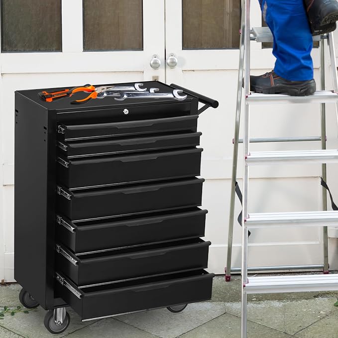 7-Drawer Rolling Tool Chest Cabinet, Large Capacity Metal Tool Box - Image 8