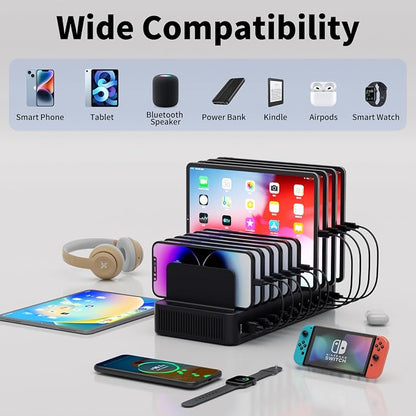 60W Charging Station for Multiple Devices, 10-Port USB Fast Charging Station - Image 5