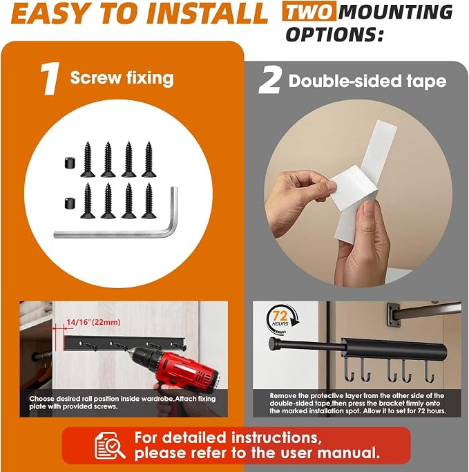 12 Inch Valet Rod for Closet Pull Out Heavy Duty Retractable Slide Out Closet - Image 6