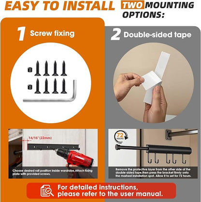 12 Inch Valet Rod for Closet Pull Out Heavy Duty Retractable Slide Out Closet - Image 6