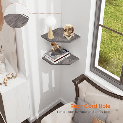 Corner Shelf Wall Mount, Cable Box, Wood Hanging Storage Shelf Organizer - Image 5