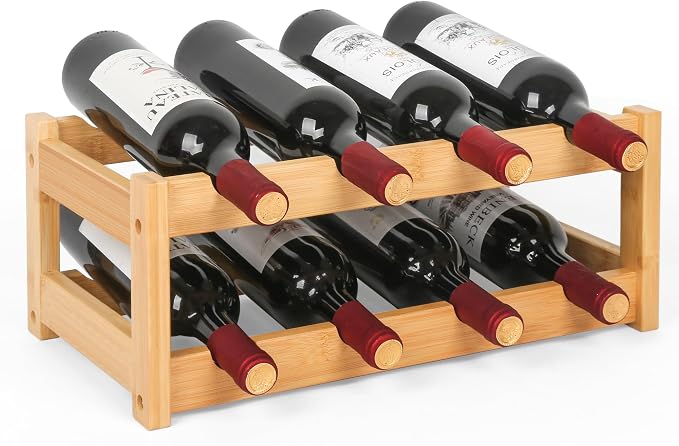 VASMIA Wine Rack, 2-Tier Bamboo Wine Racks Countertop Cabinet Wine Holder Wine by VASMIA