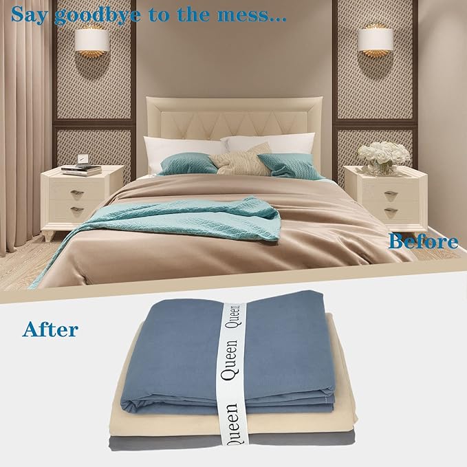 4 Pieces Bed Sheet Organizer Bands, Sheet Organizers and Storage Label Bands - Image 2