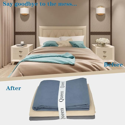 4 Pieces Bed Sheet Organizer Bands, Sheet Organizers and Storage Label Bands - Image 2