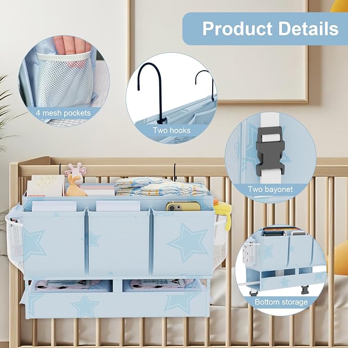 homyfort Bedside Caddy Organizer, Dual-Purpose Bedside Storage - Image 6