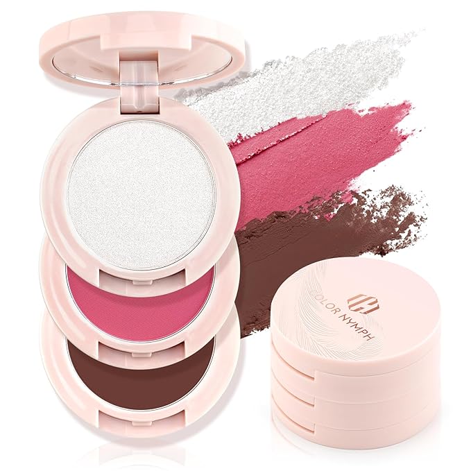 Color Nymph 3-IN-1 Face Palette, Ultra-Smoothy Creamy Blush Highlighter Bronzer by ColorNymph