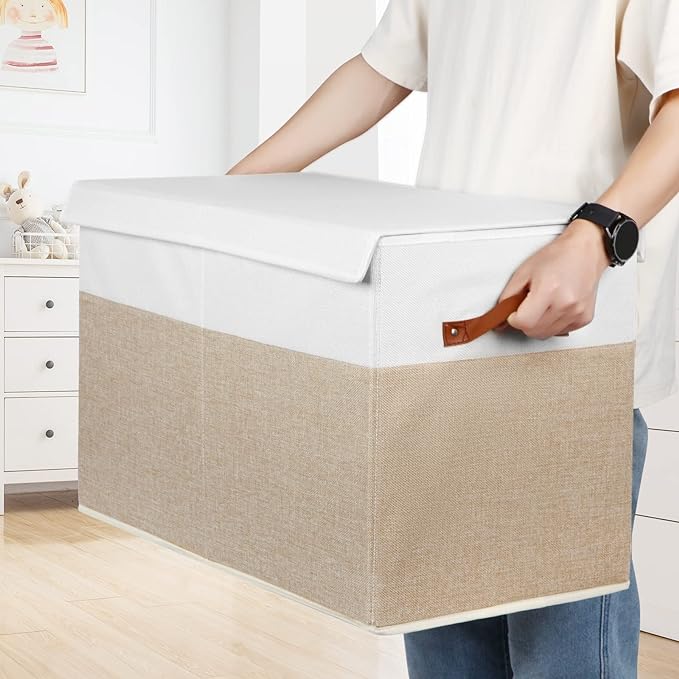 Large Toy Storage Box with Lid, Toy Chest Bin Boxes Basket with Dividers | - Image 6
