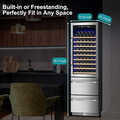 24 Inch Wine and Beverage Refrigerator, 2 IN 1 Dual Zone Drawer Beverage Fridge - Image 8