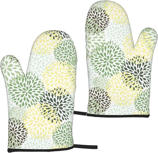 Heat Resistant Oven Mitts Set of 2, Petals Garden Leaves, Waterproof Silicone by Unknown