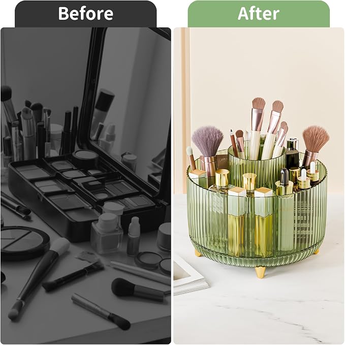 360° Rotate Makeup Brush Holder Organizer, Makeup Organizers Countertop - Image 6