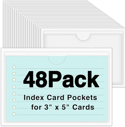 48 Pack Adhesive Index Card Holders, Top-Loading Design, Sticks To Bins Shelves by BESARME