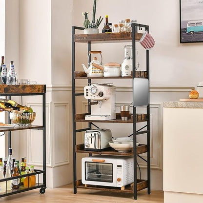 HCHQHS Adjustable 5 Tier Open Bookcase, Rustic Farmhouse Book Shelves, - Image 7