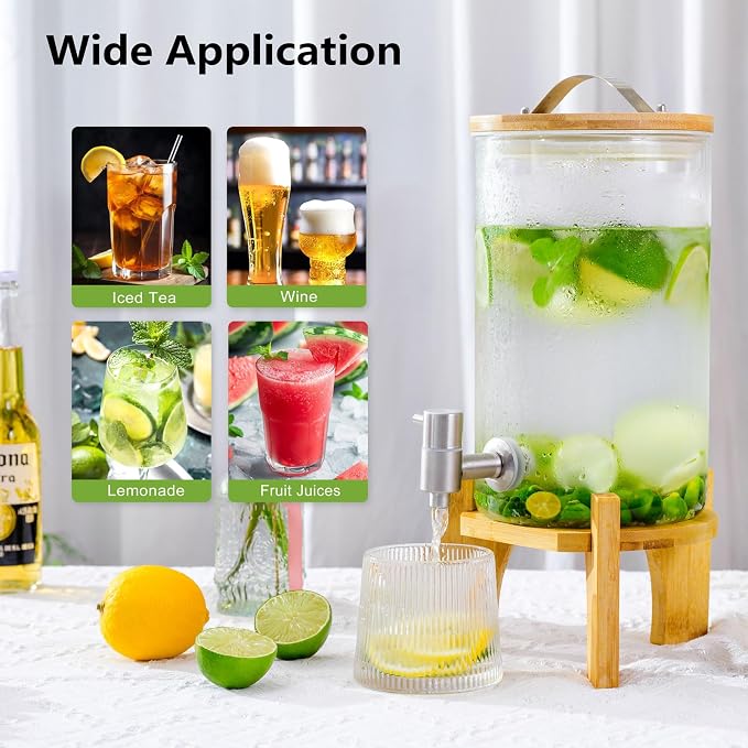 1.2 Gallon Large Glass Drink Dispenser - Image 3