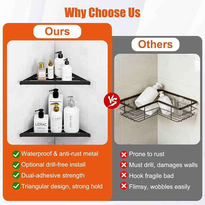 Fikoksol Shower Caddy, 4 Pack Bathroom Corner Shelf, Triangle Shelf Storage - Image 5