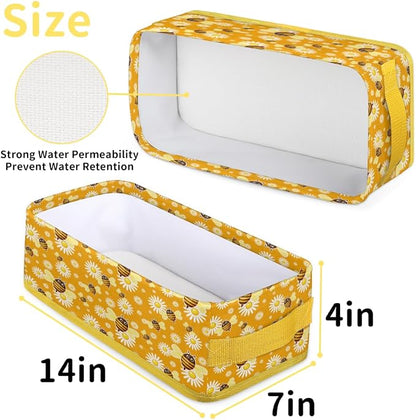 Bee Daisy Cartoon Bathroom Storage Basket, Foldable - Image 2