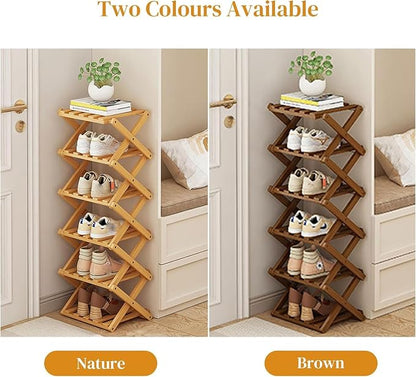 YYW Bamboo Shoe Rack for Entryway, Installation-Free and Foldable Vertical Shoe - Image 3