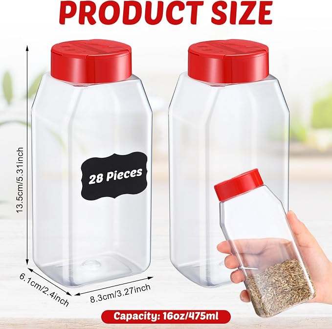 Mifoci 28 Pack 16 oz Plastic Spice Jars - Image 2