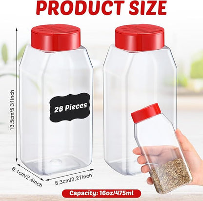 Mifoci 28 Pack 16 oz Plastic Spice Jars - Image 2