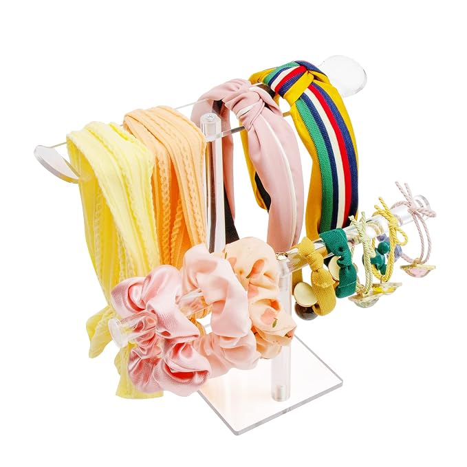 Bigfety Acrylic Headband Holder, 2-Tier Hair Accessories Organizer Clear Stand by Bigfety