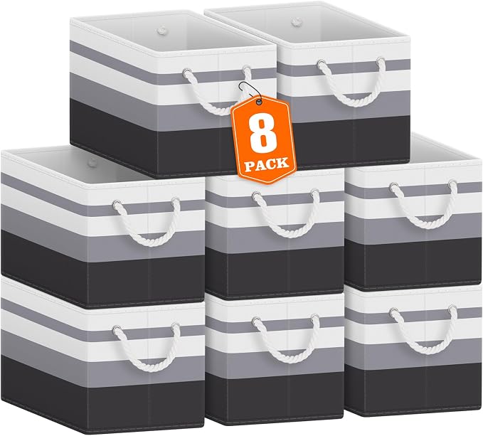 Storage Bins 8-Pack, Foldable Storage Baskets by Fabtotes