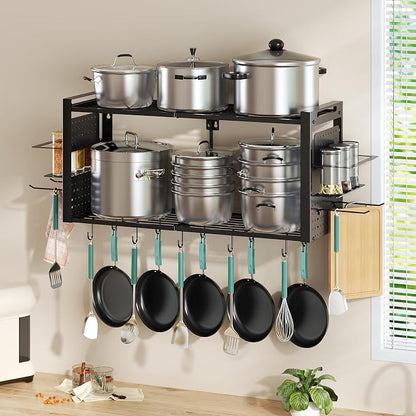 31 Inch Pot Rack Wall Mounted, 2-Tier Pots and Pans Organizer - Image 3