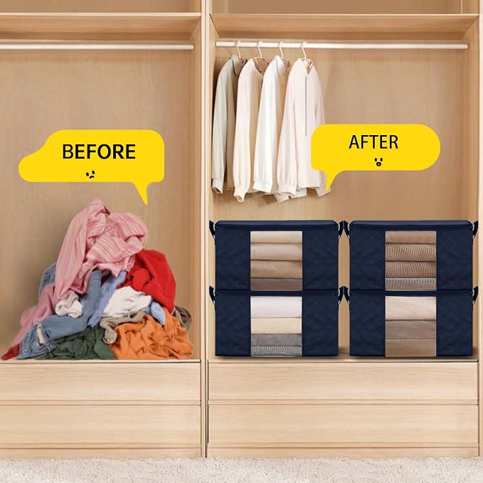 8 Pack Clothes Storage Bags - 60L Blanket Organizers and Storage - Image 6