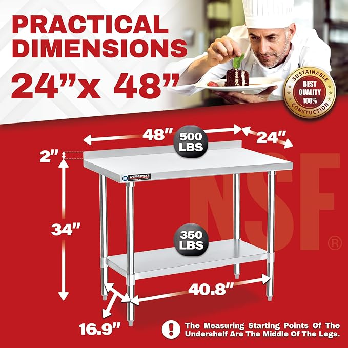 DuraSteel NSF Commercial Kitchen Table - Image 6