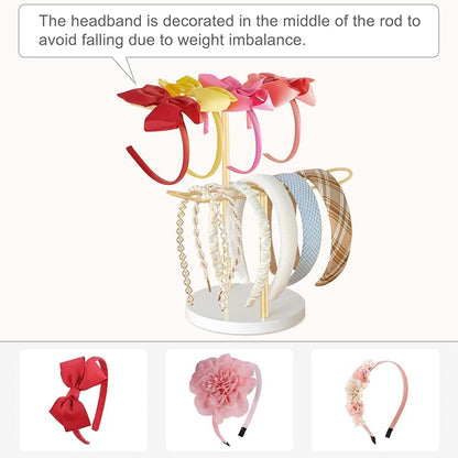 Dahey Headband Holder Organizer Metal 2-Tier Hair Hoop Display Stand Headband - Image 4