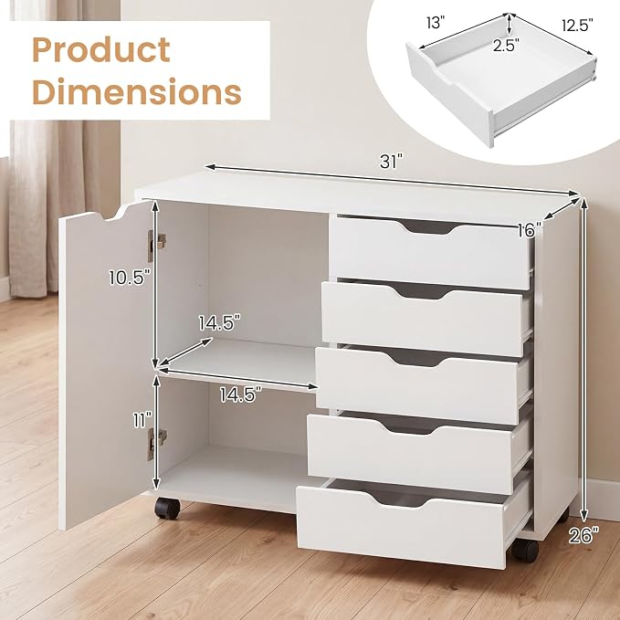GIANTEX 5-Drawer File Cabinet - Image 3