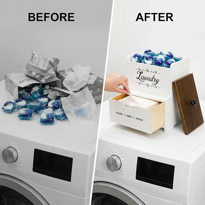 Goaste Dryer Sheet Holder with Drawer, Wood Dryer Sheet Dispenser with Lid - Image 8