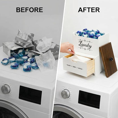 Goaste Dryer Sheet Holder with Drawer, Wood Dryer Sheet Dispenser with Lid - Image 8