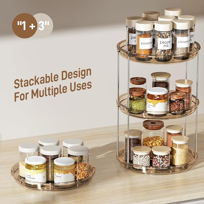 LAMU 2 Pack 2 Tier Lazy Susan Turntable Organizer 9.25'' Rotating Spice Rack - Image 3