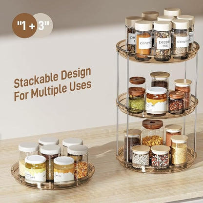 LAMU 2 Pack 2 Tier Lazy Susan Turntable Organizer 9.25'' Rotating Spice Rack - Image 3
