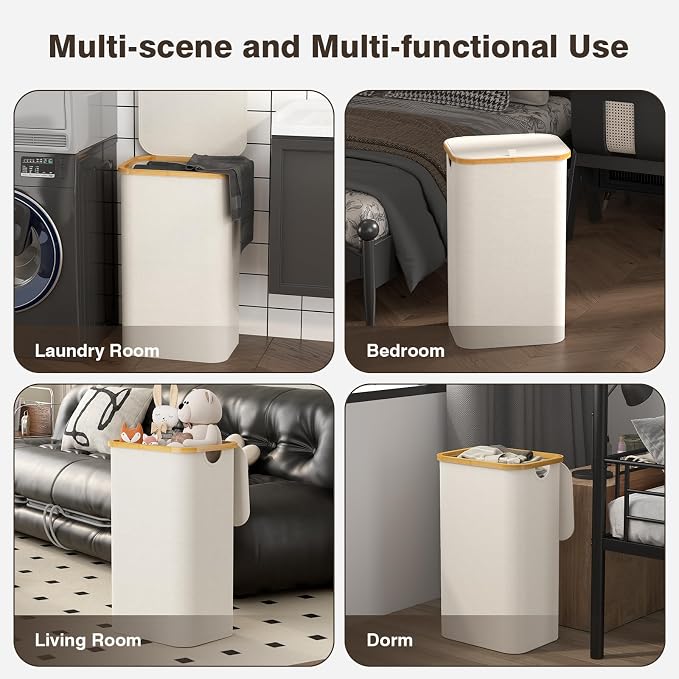 Bathola Laundry Hamper with Lid, Laundry Basket with Removable Bag, - Image 7