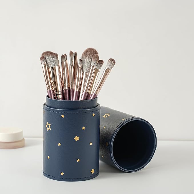 Portable Makeup Brush Holder, Waterproof PU Leather Travel Makeup Brush Case - Image 2