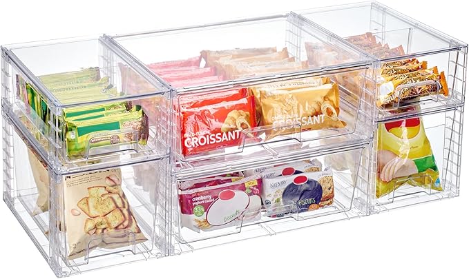 Vtopmart 6 Pack Clear Stackable Storage Drawers, Plastic Drawers by Vtopmart