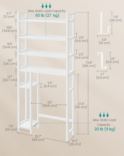 SONGMICS Over the Toilet Storage, 4-Tier Over Toilet Bathroom Organizer - Image 5