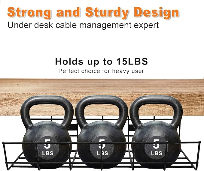 Under Desk Cable Management- 2 Pack Cord Organizer. Metal Wire Cable Management - Image 4